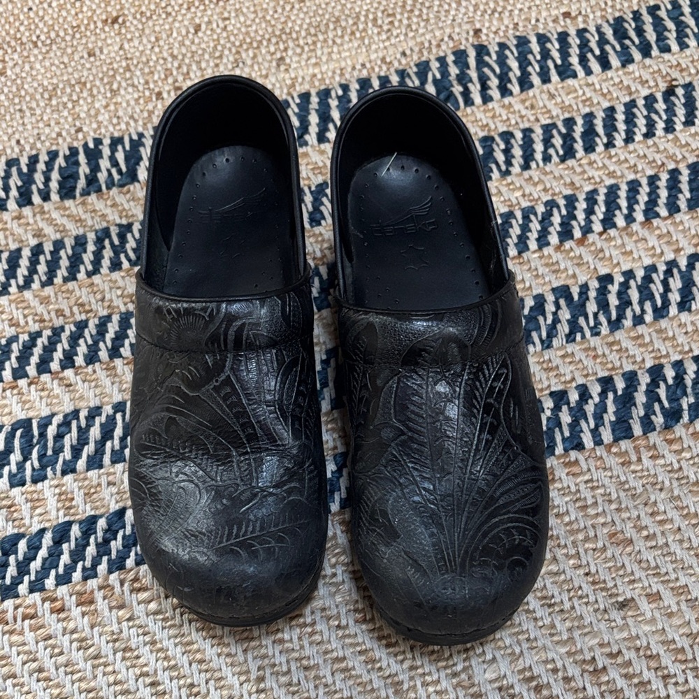 Dansko Black Embossed Clogs